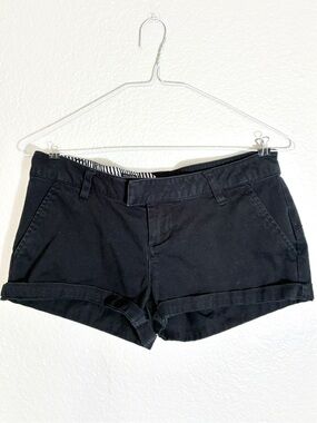 VTG Y2K Volcom Black Low Rise Micro Mini Jean Shorts Cuffed Y2K Grunge Summer